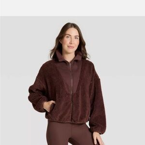 All in Motion Chocolate high pile and ribbed mixed jacket!